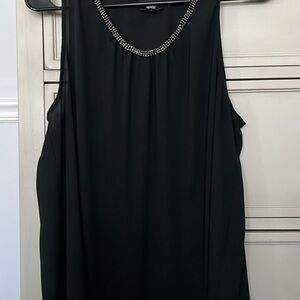 Black Embellished Scoop Neck Sleeveless Top